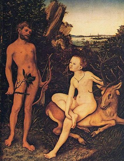 Lucas Cranach Apollo and Diana in forest landscape oil painting picture